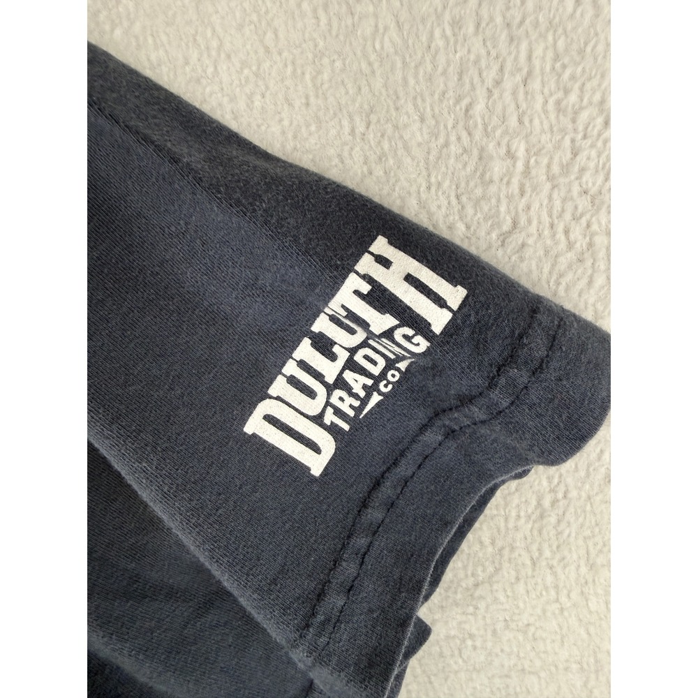 Duluth Trading Co T-Shirt Mens Large Navy Blue Party Beaver Graphic Longtail T - Picture 6 of 7